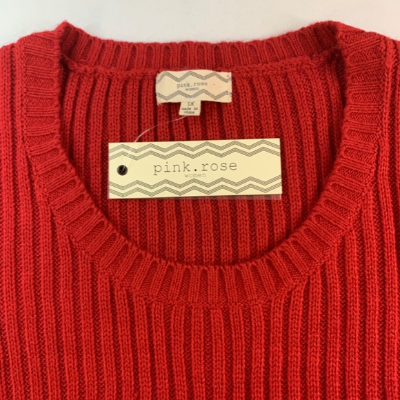 Cottagecore Sweater dress by, Pink Rose, size 1X long red cable knit - Picture 7 of 16